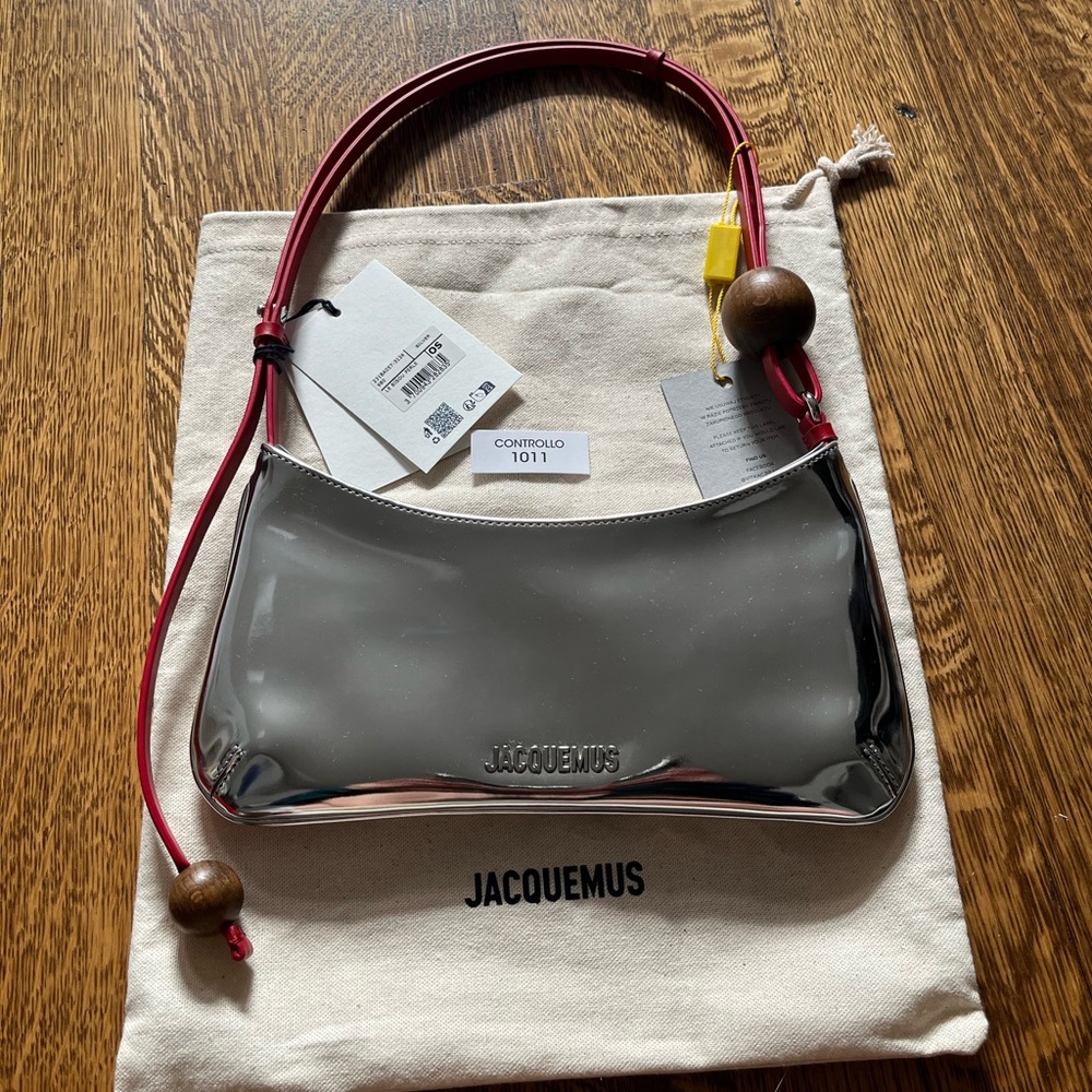 Jacquemus Le Bisou Perle Metallic Silver Bag. NWT